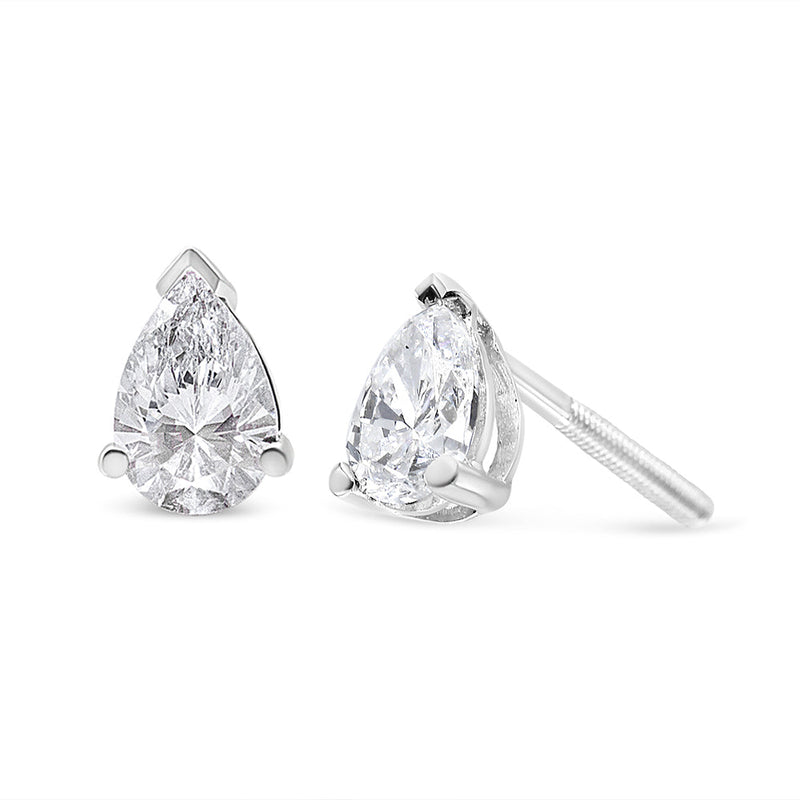 Bids.com 14K White Gold 1/2 Cttw Pear Shape Solitaire Lab Grown Diamond Stud Earrings (F-G Color, VS2-SI1 Clarity) Earrings White Smoke White.Gold / 1