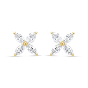 Bids.com 14K White Gold 1/2 Cttw Marquise Diamond 8 Stone Floral Leaf Stud Earrings (H-I Color, SI1-SI2 Clarity) Earrings White Smoke Yellow.Gold / 0.75