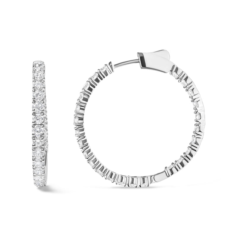 Bids.com 14K White Gold 5.00 Cttw Lab Grown Diamond Inside Out Hoop Earrings (F-G Color, VS1-VS2 Clarity) Earrings White Smoke White.Gold / 5