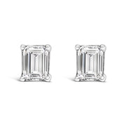 Bids.com 14K White Gold 1.0 Cttw Emerald Cut Lab-Grown Diamond Solitaire Stud Earrings (F-G Color, VS1-VS2 Clarity) Earrings White Smoke White.Gold / 1