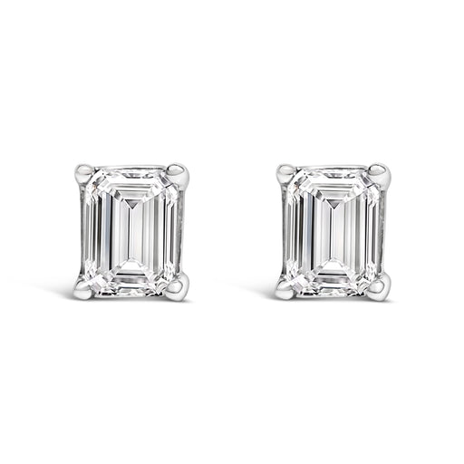 Bids.com 14K White Gold 1.0 Cttw Emerald Cut Lab-Grown Diamond Solitaire Stud Earrings (F-G Color, VS1-VS2 Clarity) Earrings White Smoke White.Gold / 1