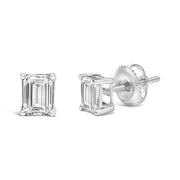 Bids.com 14K White Gold 1.0 Cttw Emerald Cut Lab-Grown Diamond Solitaire Stud Earrings (F-G Color, VS1-VS2 Clarity) Earrings White Smoke White.Gold / 1