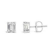 Bids.com 14K White Gold 1.0 Cttw Emerald Cut Lab-Grown Diamond Solitaire Stud Earrings (F-G Color, VS1-VS2 Clarity) Earrings White Smoke White.Gold / 1