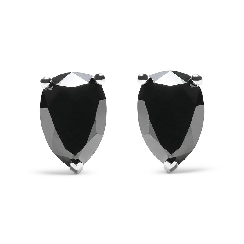 Bids.com 14K White Gold 2.00 Cttw Pear Cut Black Diamond Stud Earrings Earrings White Smoke White.Gold / 2