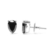 Bids.com 14K White Gold 2.00 Cttw Pear Cut Black Diamond Stud Earrings Earrings White Smoke White.Gold / 2