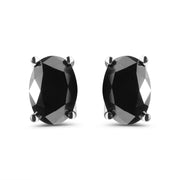Bids.com 14K White Gold 3.00 Cttw Oval Cut Black Diamond Solitaire Stud Earrings (Black Color, I2-I3 Clarity) Earrings White Smoke White.Gold / 3