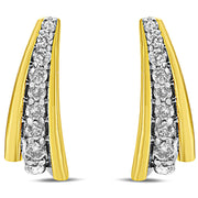 Bids.com 10K Yellow Gold Plated .925 Sterling Silver 0.50 Cttw Round Diamond Graduated Huggie Earrings (I-J Color, I2-I3 Clarity) Earrings White Smoke Yellow.Sterling Silver / 0.5