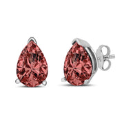 Bids.com 14K White Gold 1/2 Cttw Lab Grown Pink Pear Diamond 3 Prong Set Martini Solitaire Stud Earrings (Pink Color, VS2-SI1 Clarity) Earrings White Smoke White.Gold / 0.5