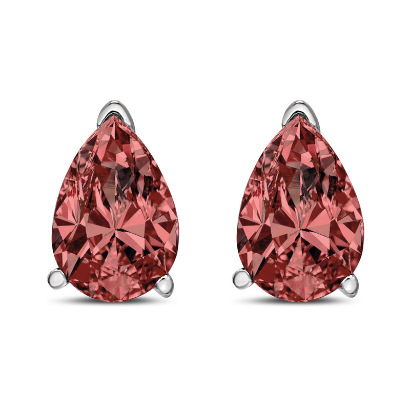 Bids.com 14K White Gold 1/2 Cttw Lab Grown Pink Pear Diamond 3 Prong Set Martini Solitaire Stud Earrings (Pink Color, VS2-SI1 Clarity) Earrings White Smoke White.Gold / 0.5