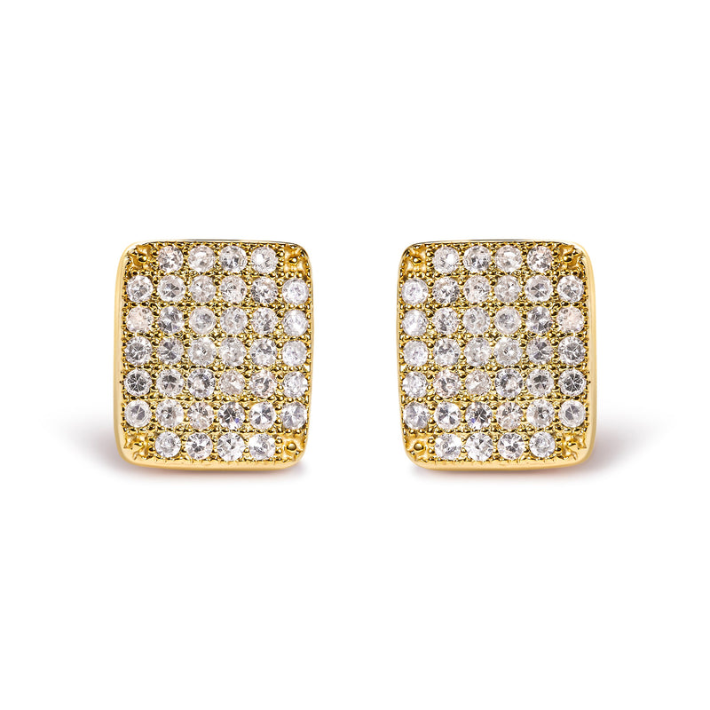 Bids.com 14K Yellow Gold 1/2 Cttw Diamond Square Shaped Composite Cluster Stud  Earrings (I-J Color, I1-I2 Clarity) Earrings White Smoke Yellow.Gold / 0.52