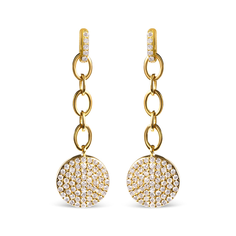 Bids.com 14K Yellow Gold 1.0 Cttw Diamond Chain Cluster Dangle Chain Earrings (I-J Color, I1-I2 Clarity) Earrings White Smoke Yellow.Gold / 1