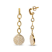 Bids.com 14K Yellow Gold 1.0 Cttw Diamond Chain Cluster Dangle Chain Earrings (I-J Color, I1-I2 Clarity) Earrings White Smoke Yellow.Gold / 1