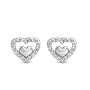 Bids.com 925 Sterling Silver 1/6 Cttw Diamond Open Double Heart Stud Earrings (I-J Color, I3 Clarity) Earrings White Smoke White.Sterling Silver / 0.15 / Diamond