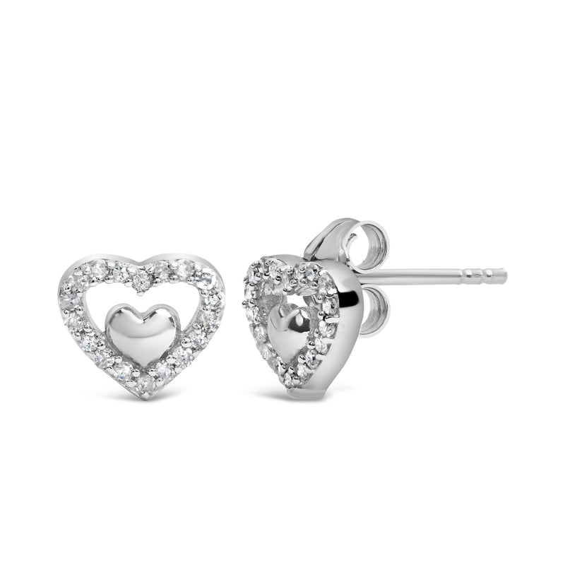 Bids.com 925 Sterling Silver 1/6 Cttw Diamond Open Double Heart Stud Earrings (I-J Color, I3 Clarity) Earrings White Smoke White.Sterling Silver / 0.15 / Diamond,White.Sterling Silver / 0.15 / Blue Diamond,White.Sterling Silver / 0.15 / Yellow Diamond