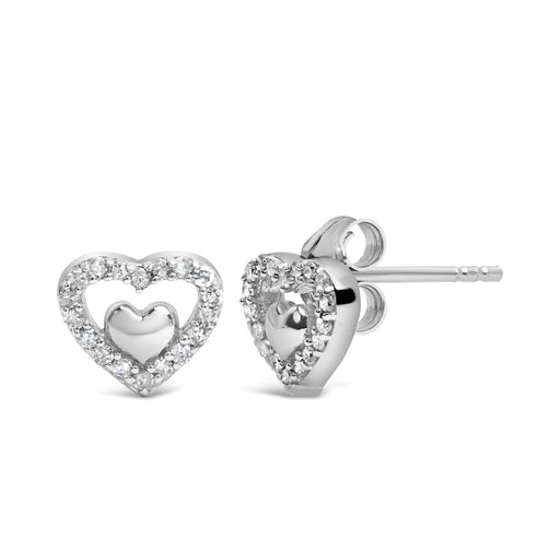 Bids.com 925 Sterling Silver 1/6 Cttw Diamond Open Double Heart Stud Earrings (I-J Color, I3 Clarity) Earrings White Smoke White.Sterling Silver / 0.15 / Diamond,White.Sterling Silver / 0.15 / Blue Diamond,White.Sterling Silver / 0.15 / Yellow Diamond