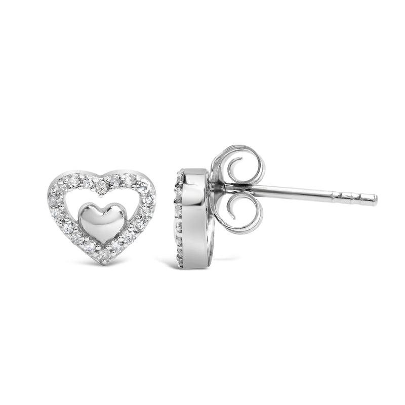 Bids.com 925 Sterling Silver 1/6 Cttw Diamond Open Double Heart Stud Earrings (I-J Color, I3 Clarity) Earrings White Smoke White.Sterling Silver / 0.15 / Diamond,White.Sterling Silver / 0.15 / Blue Diamond,White.Sterling Silver / 0.15 / Yellow Diamond