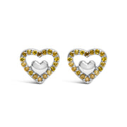 Bids.com 925 Sterling Silver 1/6 Cttw Diamond Open Double Heart Stud Earrings (I-J Color, I3 Clarity) Earrings White Smoke White.Sterling Silver / 0.15 / Yellow Diamond