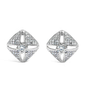 Bids.com .925 Sterling Silver 1.0 Cttw Diamond Studded Rhombus Stud Earring (H-I Color, I2-I3 Clarity) Earrings White Smoke White.Sterling Silver / 1.05