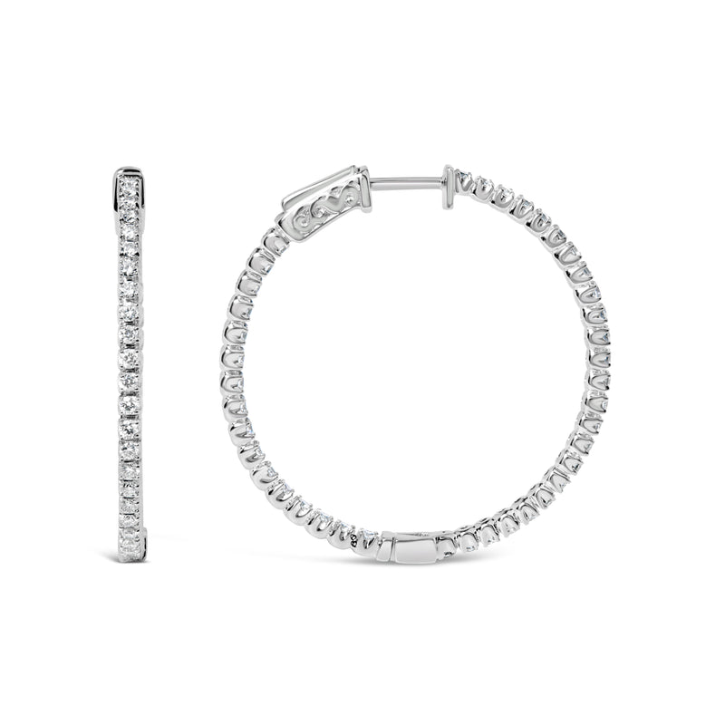 Bids.com 14K White Gold 1 1/2 Cttw Lab Grown Diamond Inside Out Hoop Earrings (G-H Color, VS2-SI1 Clarity) Earrings White Smoke White.Gold / 1.5
