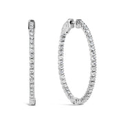 Bids.com 14K White Gold 1 1/2 Cttw Lab Grown Diamond Inside Out Hoop Earrings (G-H Color, VS2-SI1 Clarity) Earrings White Smoke White.Gold / 1.5