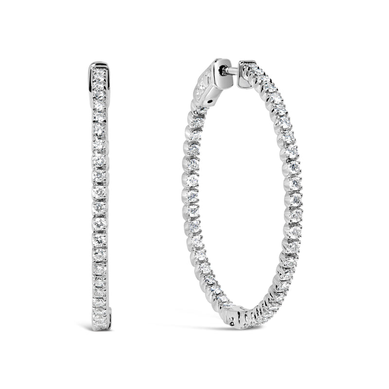 Bids.com 14K White Gold 1 1/2 Cttw Lab Grown Diamond Inside Out Hoop Earrings (G-H Color, VS2-SI1 Clarity) Earrings White Smoke White.Gold / 1.5