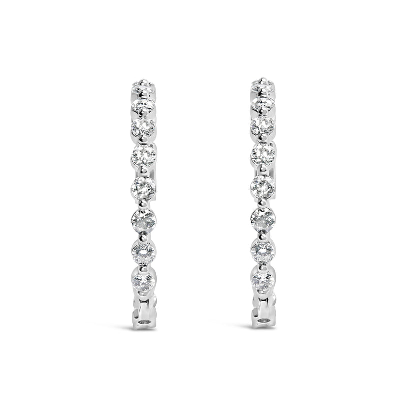 Bids.com 14K White Gold 5.00 Cttw Lab Grown Diamond Inside-Out Hoop Earring Earrings White Smoke White.Gold / 5