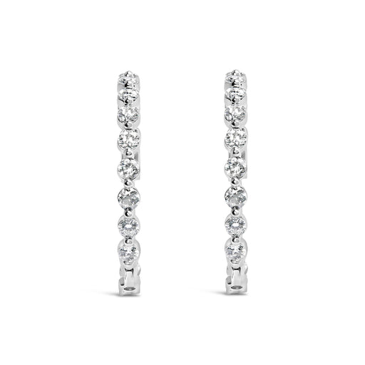 Bids.com 14K White Gold 5.00 Cttw Lab Grown Diamond Inside-Out Hoop Earring Earrings White Smoke White.Gold / 5