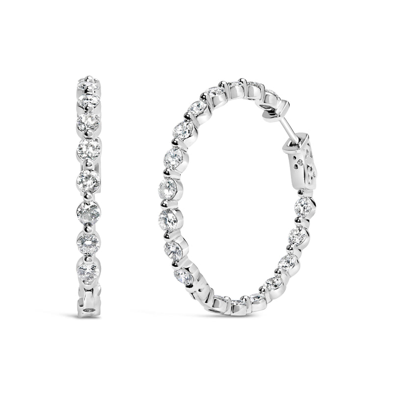 Bids.com 14K White Gold 5.00 Cttw Lab Grown Diamond Inside-Out Hoop Earring Earrings White Smoke White.Gold / 5