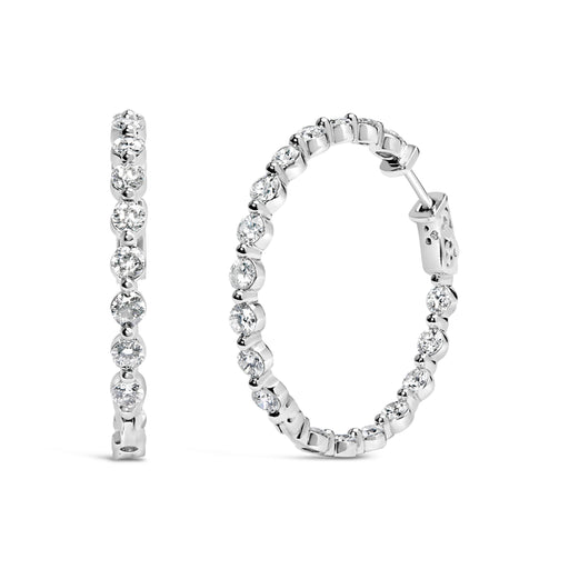 Bids.com 14K White Gold 5.00 Cttw Lab Grown Diamond Inside-Out Hoop Earring Earrings White Smoke White.Gold / 5