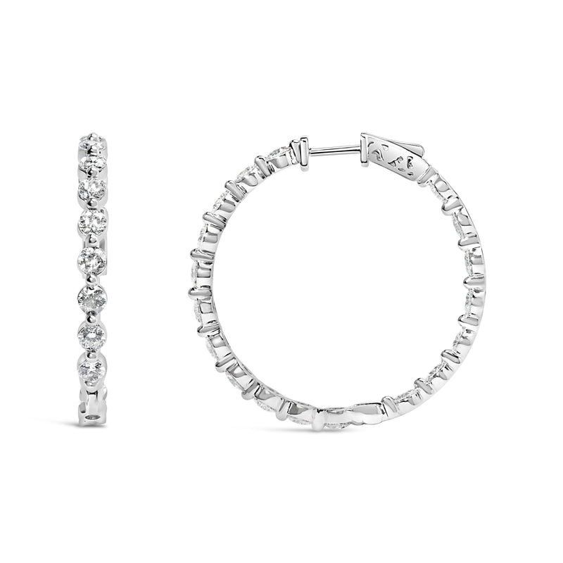 Bids.com 14K White Gold 5.00 Cttw Lab Grown Diamond Inside-Out Hoop Earring Earrings White Smoke White.Gold / 5
