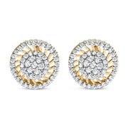 Bids.com 10K Yellow Gold 1.00 Cttw Diamond Halo Radiant Sunburst Stud Earrings (I-J Color, I2-I3 Clarity) Earrings White Smoke Yellow.Gold / 0.97