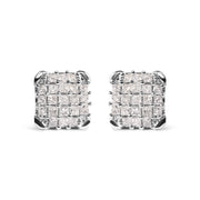 Bids.com 10K White Gold 3/4 Cttw Princess Diamond Composite Open Frame Stud Earrings (I-J Color, I1-I2 Clarity) Earrings White Smoke White.Gold / 0.75