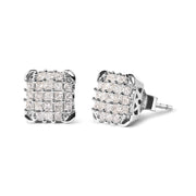 Bids.com 10K White Gold 3/4 Cttw Princess Diamond Composite Open Frame Stud Earrings (I-J Color, I1-I2 Clarity) Earrings White Smoke White.Gold / 0.75
