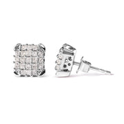 Bids.com 10K White Gold 3/4 Cttw Princess Diamond Composite Open Frame Stud Earrings (I-J Color, I1-I2 Clarity) Earrings White Smoke White.Gold / 0.75