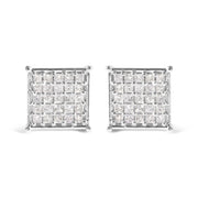 Bids.com 10K White Gold 3/4 Cttw Princess Diamond Composite Stud Earrings (I-J Color, I1-I2 Clarity) Earrings Gray White.Gold / 0.75