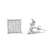 Bids.com 10K White Gold 3/4 Cttw Princess Diamond Composite Stud Earrings (I-J Color, I1-I2 Clarity) Earrings White Smoke White.Gold / 0.75
