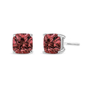 Bids.com 14K White Gold 1 1/2 Cttw Lab Grown Pink Cushion 4-Prong Set Classic Diamond Solitaire Stud Earrings (Pink Color, VS1-VS2 Clarity) Earrings White Smoke White.Gold / 0.5