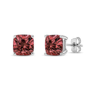 Bids.com 14K White Gold 1 1/2 Cttw Lab Grown Pink Cushion 4-Prong Set Classic Diamond Solitaire Stud Earrings (Pink Color, VS1-VS2 Clarity) Earrings White Smoke White.Gold / 0.5