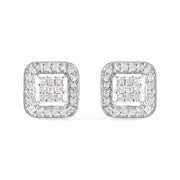 Bids.com 10K White Gold 5/8 Cttw Diamond Square Shaped Composite Stud Earrings (I-J Color, I1-I2 Clarity) Earrings White Smoke White.Gold / 0.626