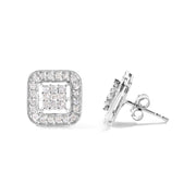 Bids.com 10K White Gold 5/8 Cttw Diamond Square Shaped Composite Stud Earrings (I-J Color, I1-I2 Clarity) Earrings White Smoke White.Gold / 0.626