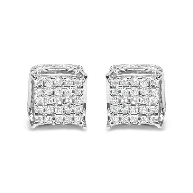 Bids.com 10K White Gold 1/2 Cttw Princess Cut Diamond Square Shaped Multi Stone Stud Earrings (H-I Color, SI1-SI2 Clarity) Earrings Light Gray White.Gold / 0.5