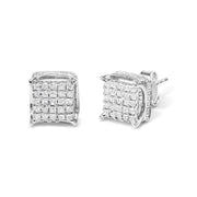 Bids.com 10K White Gold 1/2 Cttw Princess Cut Diamond Square Shaped Multi Stone Stud Earrings (H-I Color, SI1-SI2 Clarity) Earrings White Smoke White.Gold / 0.5