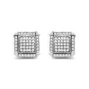Bids.com 10K White Gold 1.0 Cttw Diamond  Composite with Halo Stud Earrings (H-I Color, I1-I2 Clarity) Earrings White Smoke White.Gold / 0.984