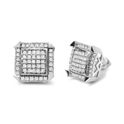 Bids.com 10K White Gold 1.0 Cttw Diamond  Composite with Halo Stud Earrings (H-I Color, I1-I2 Clarity) Earrings White Smoke White.Gold / 0.984