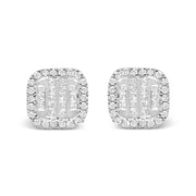 Bids.com 10K White Gold Invisible Set 1/2 Cttw Diamond Composite and Halo Stud Earrings (H-I Color, I1-I2 Clarity) Earrings Gray White.Gold / 0.54