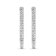Bids.com 14K White Gold 1.0 Cttw Princess Diamond Inside Out Hoop Earrings (H-I Color, I1-I2 Clarity) - 23 MM Earrings White Smoke White.Gold / 1