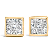Bids.com 14K Yellow Gold 1.0 Cttw Princess Cut Diamond Composite Stud Earrings with Screw Backs (J-K Color, SI1-SI2 Clarity) Earrings White Smoke Yellow.Gold / 1