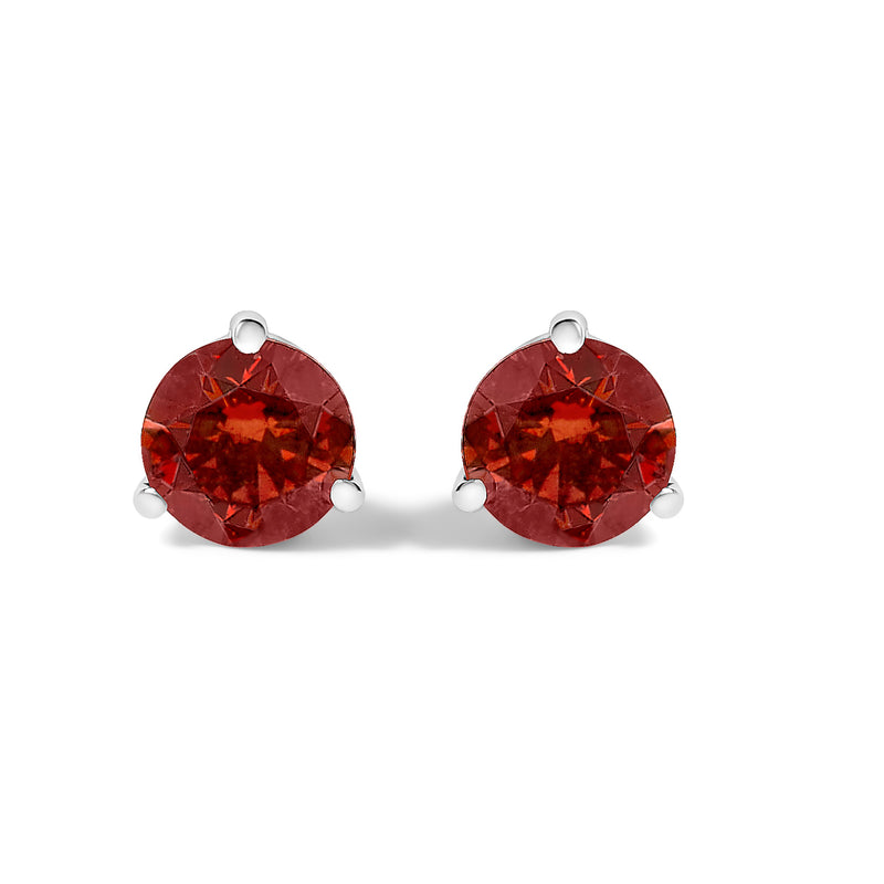 Bids.com 14K White Gold 3/4 Cttw Red Lab-Grown Diamond Classic 3-Prong Martini Set Solitaire Stud Earrings Earrings White Smoke White.Gold / 0.75