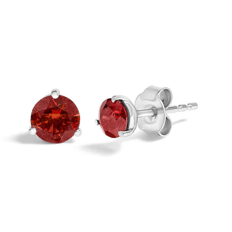 Bids.com 14K White Gold 3/4 Cttw Red Lab-Grown Diamond Classic 3-Prong Martini Set Solitaire Stud Earrings Earrings White Smoke White.Gold / 0.75