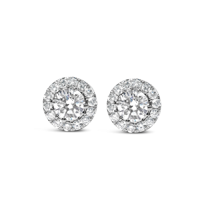 Bids.com 14K White Gold 3.0 Cttw Lab-Grown Diamond Hidden Halo Stud Earrings Earrings White Smoke White.Gold / 3
